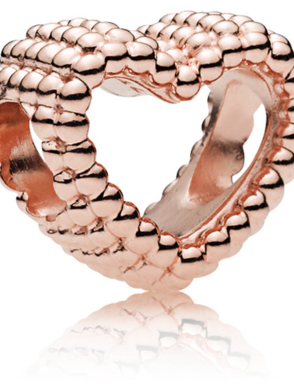 Authentic Pandora Rose Beaded Heart Charm 787516 New With Tags 14K Rose Gold - Picture 12 of 12